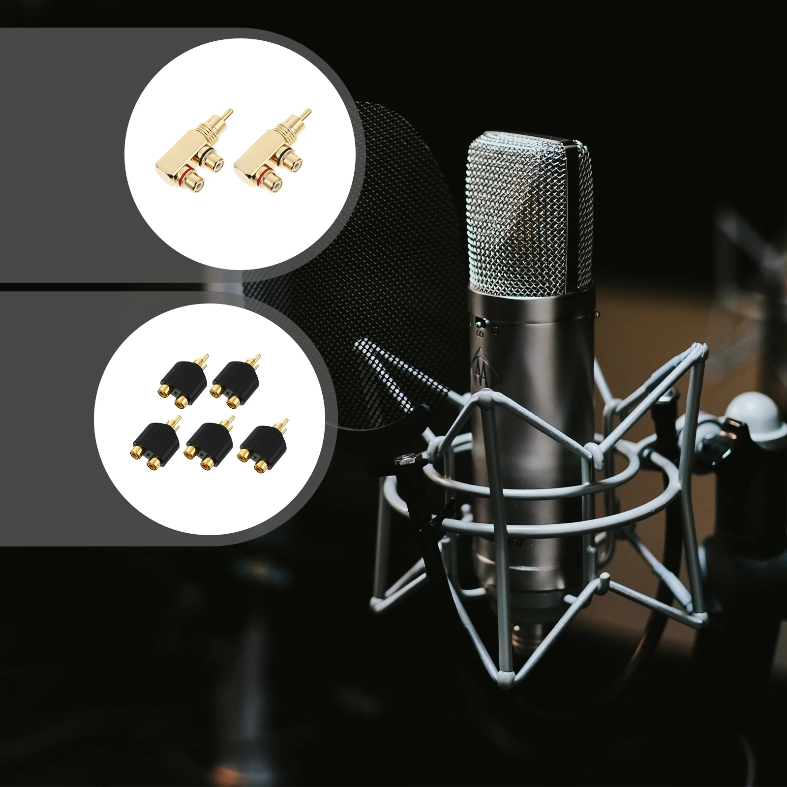 

7pcs Converter Adapter 90 Degree Copper Male Splitter Connector Audio Video Plug Signal Transmission Durability
