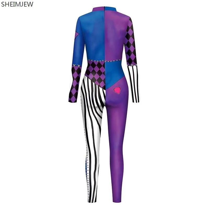 3D Print Halloween Clown Show Women Sexy Skinny Jumpsuit Carnival Cosplay Costumes Bodysuit Party Rompers monos mujer