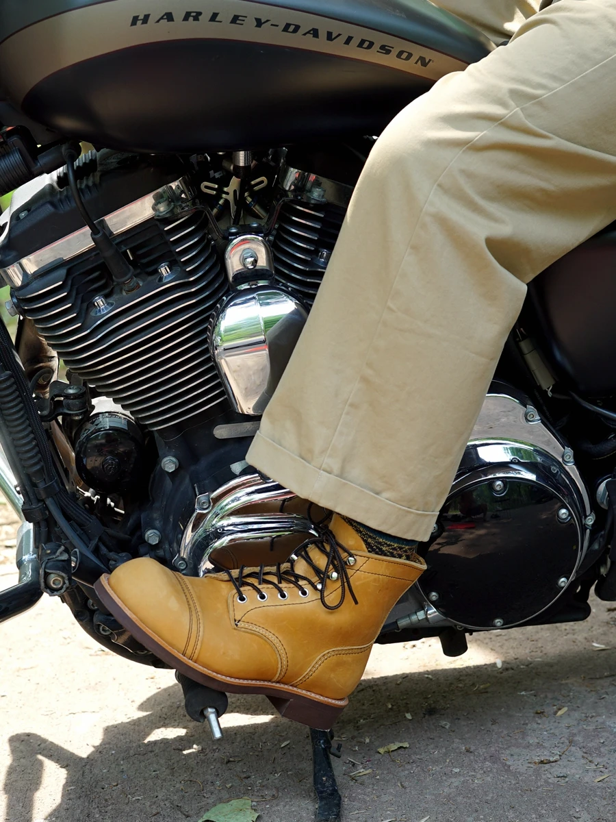 3.0 Thick Apricot Yellow Oil Wax Full-grain Leather GOOD YEAR 8 Umbrella Boots Men's Motorcycle  Boots Short Boots R...