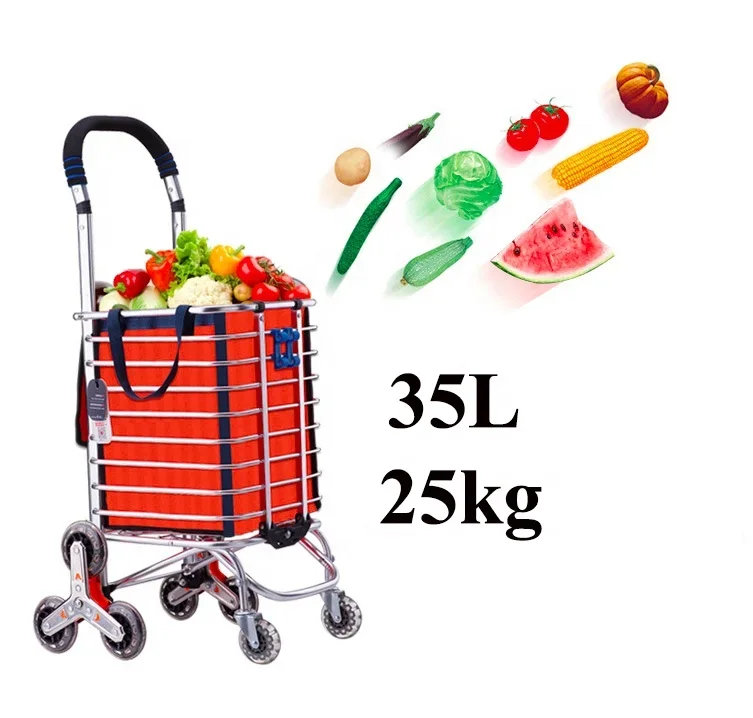 Six Wheel Multi-functional Shopping Cart Stair Climbing Grocery Shopping Handcart Trolley