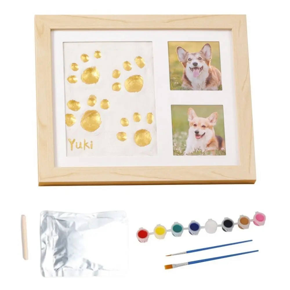 Imprint Clay Baby Hand and Footprints Kit DIY Keepsake Wooden Frame Photo Frame Horizontal Frame Non-Toxic Paint Handprint Kit