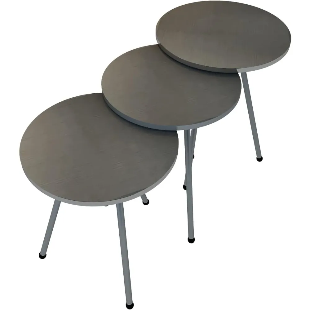 طاولات متداخلة مستديرة مكونة من 3 قطع - طاولات قهوة مدمجة قابلة للتكديس للمساحات الصغيرة، مثالية لغرف المعيشة وغرف النوم #6