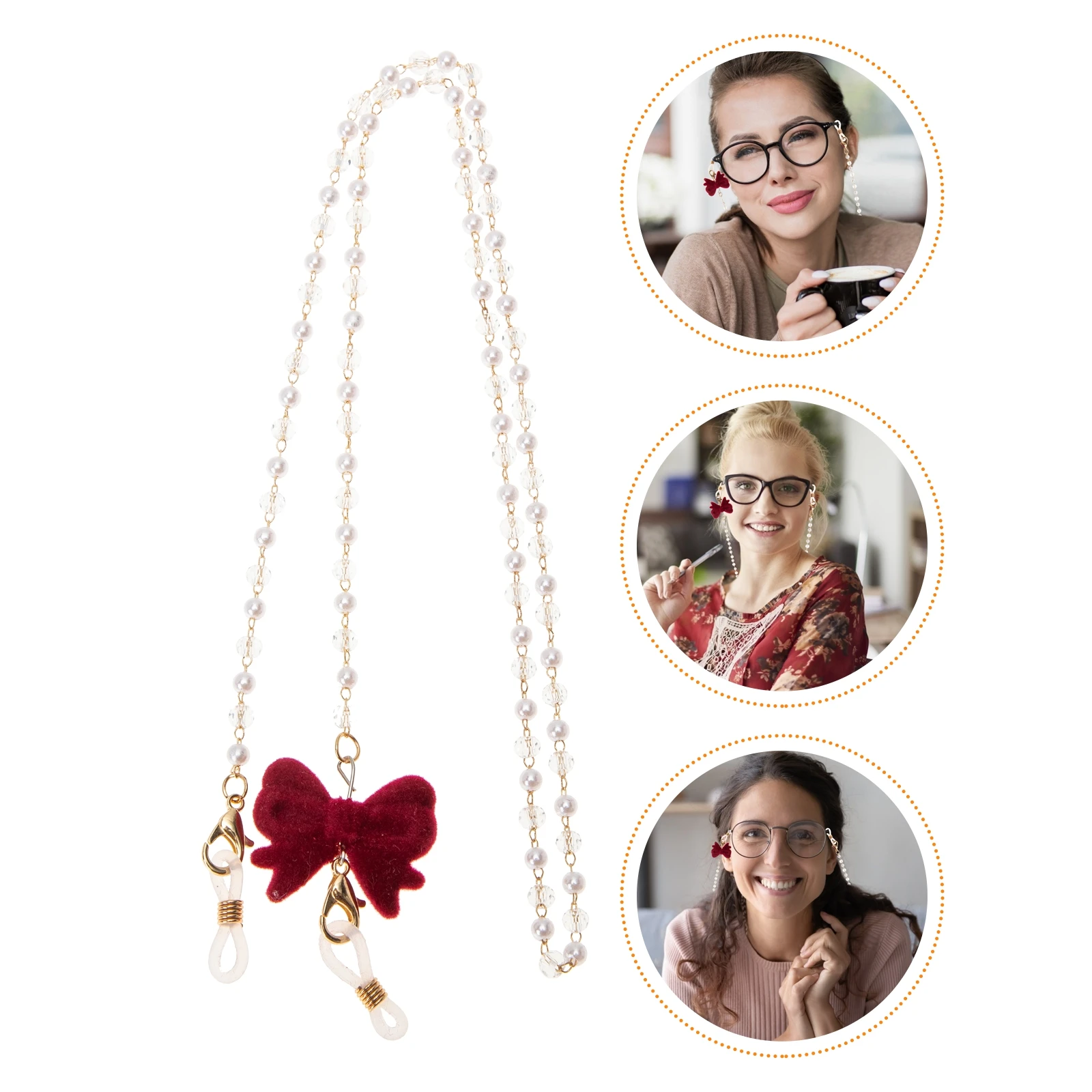 

2pcs Butterfly Glasses Chain Acrylic Eyeglasses Rope Hanging Neck Spectacles Lanyard Pearl Mask Holder Lightweight Comfortable