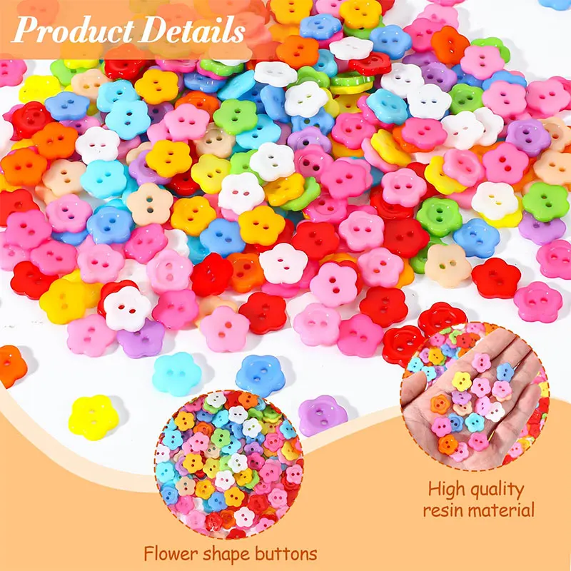 10/20pcs Colorful Resin Buttons Cartoon Plum Blossom Flower Button 2-Holes For Handmade DIY Sewing Supplies Clothing Accessories view 5