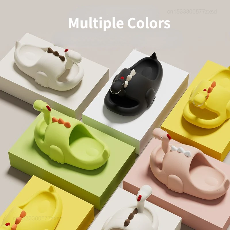 شاومي النساء ديناصور النعال الصيف في الهواء الطلق داخلي أحذية لينة وحيد عدم الانزلاق الشرائح مضحك زوجين المنزل الطابق الأحذية الوجه يتخبط