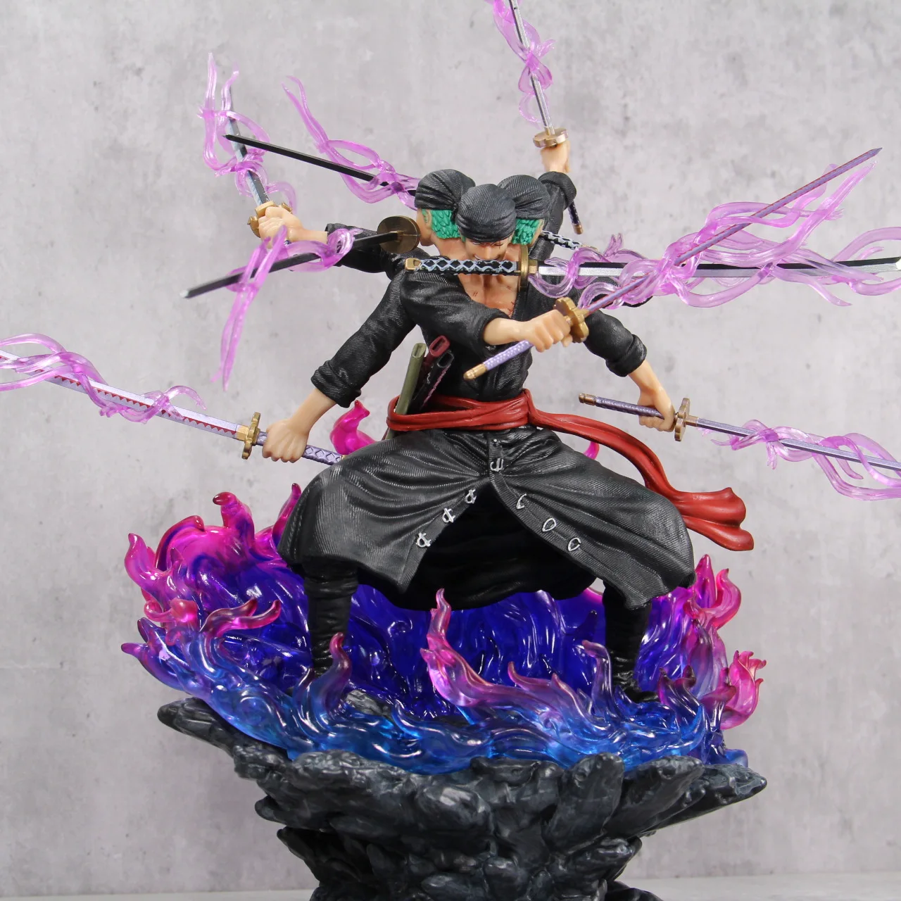 35cm One Piece GK Burning Enma Zoro Three Heads Six Arms Ashura Sauron Anime Statue Model Ornament Boxed Figures Collectible Toy