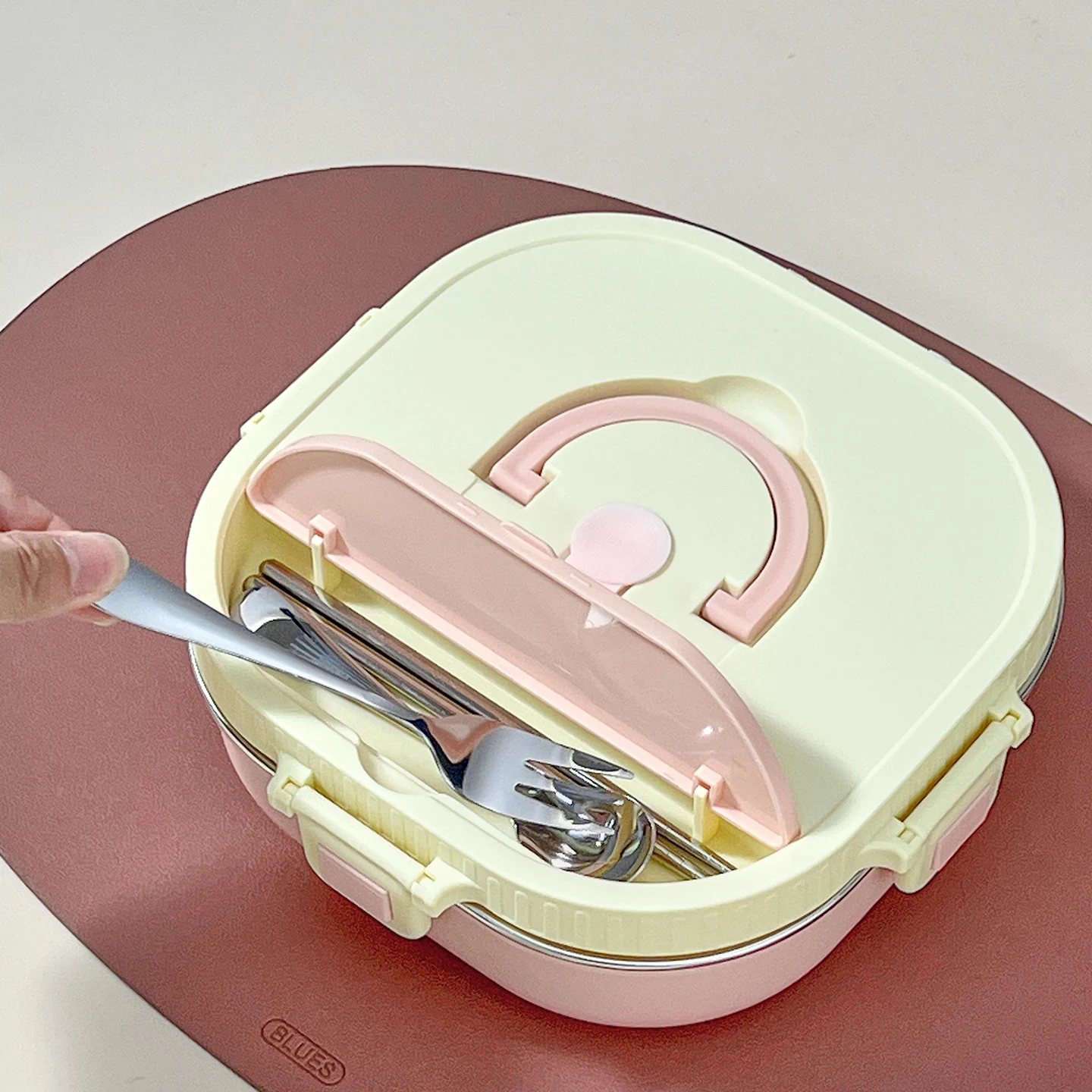 WORTHBUY ميكروويف 304 صندوق غداء من الفولاذ المقاوم للصدأ 3/4 شبكات حاوية طعام محمولة مانعة للتسرب مع أدوات مائدة لطلاب الأطفال