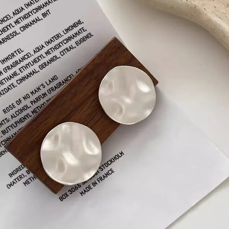 

PONYKISS Silver Color Irregular Exaggerated Round Stud Earrings for Women Classic Fashoin Jewelry Minimalist Accessories