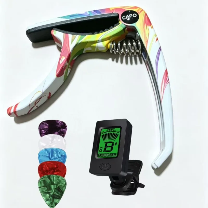 Specially Designed for Guitar Tuning Clip, Guitar Capo, Wood Colored Guitar, Ribbon, Plectrum, Tuner, Nylon Clip