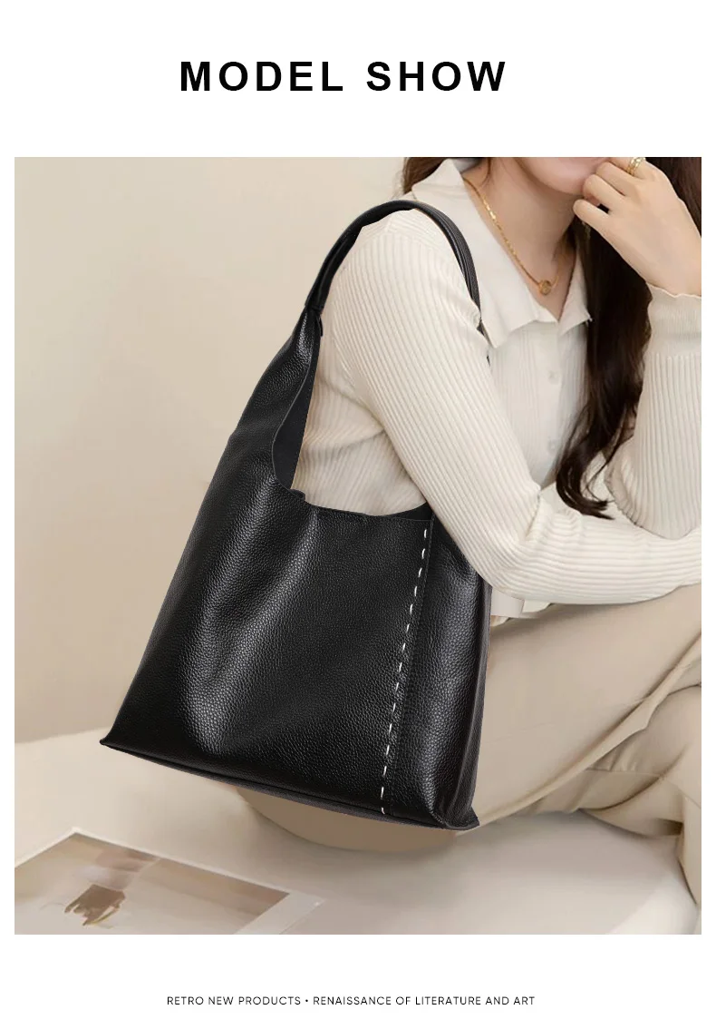 2026 Neuerscheinung Echte Leder-Damenhandtasche, Hochwertiges Nischendesign Weiche Leder-Schultertasche, Modische Vielseitige Unterarmtasche – Detail 1