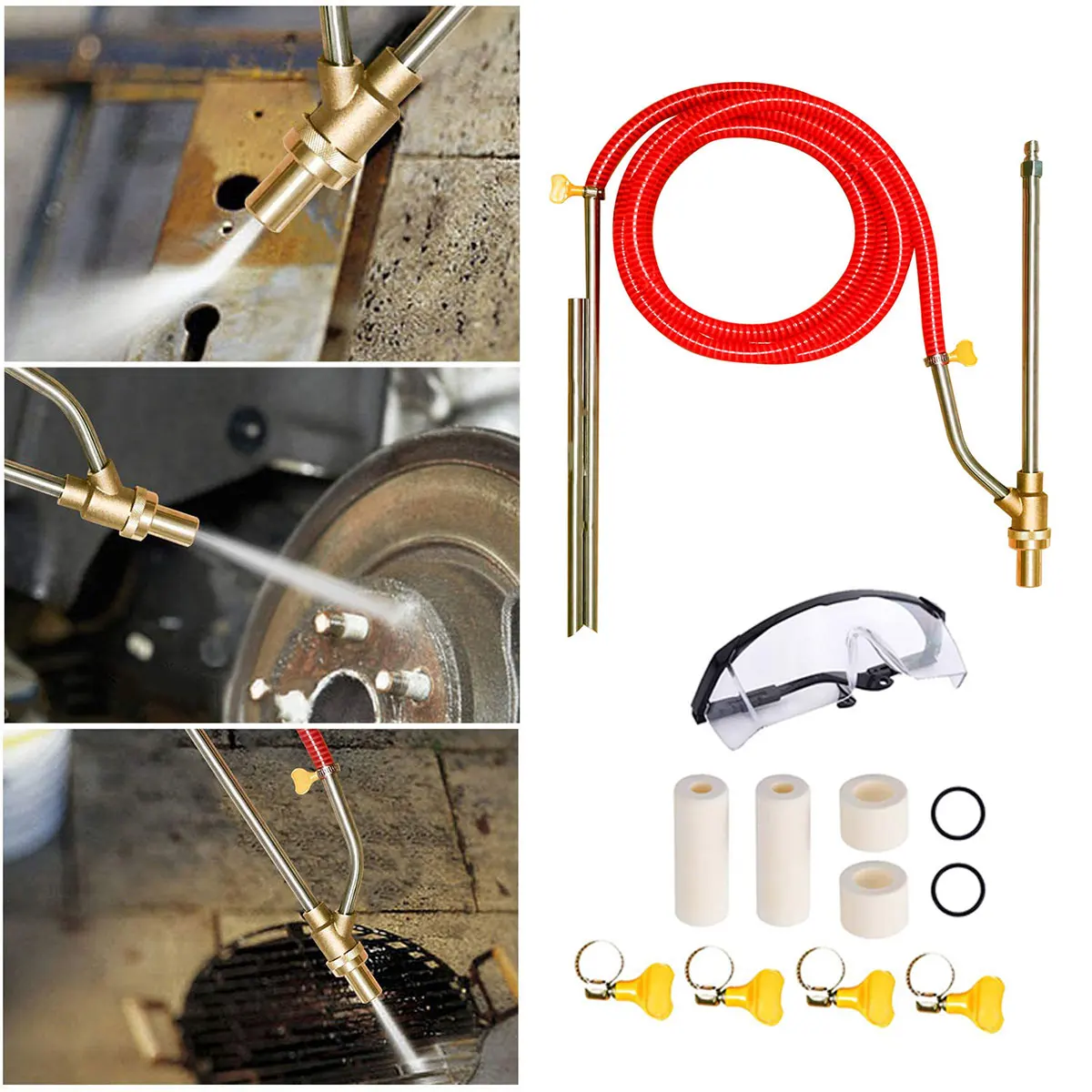 High Pressure Washer Sandblasting Kit Sandblasting Gun 5000PSl 1/4 Inch Quick Release for Rust Removal Abrasive Cleaning