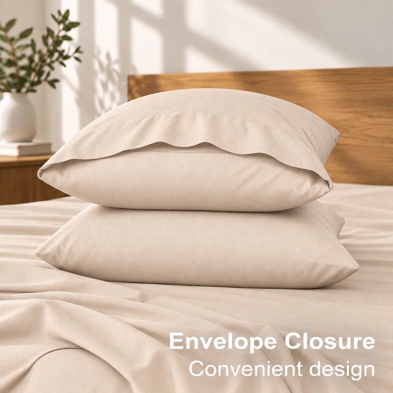 Bamboo 4pcs Bedding Set, 2200 Thread Count Silver Ion Bed Sheets, Lightweight Brushed Microfiber, 16‑18 Inch Deep Pocket Sheets, Breathable & Cozy, All‑Season , Suitable for Hotel, Hospital, School & Dormitory