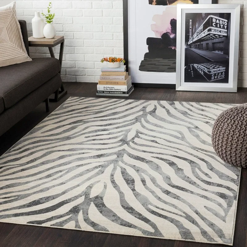 Scandi Zebra Carpet Living Room Bedroom Hallway Modern Boho Area Rugs Soft Luxurious Rug Home Fashion Decor Carpet Bathroom Mat