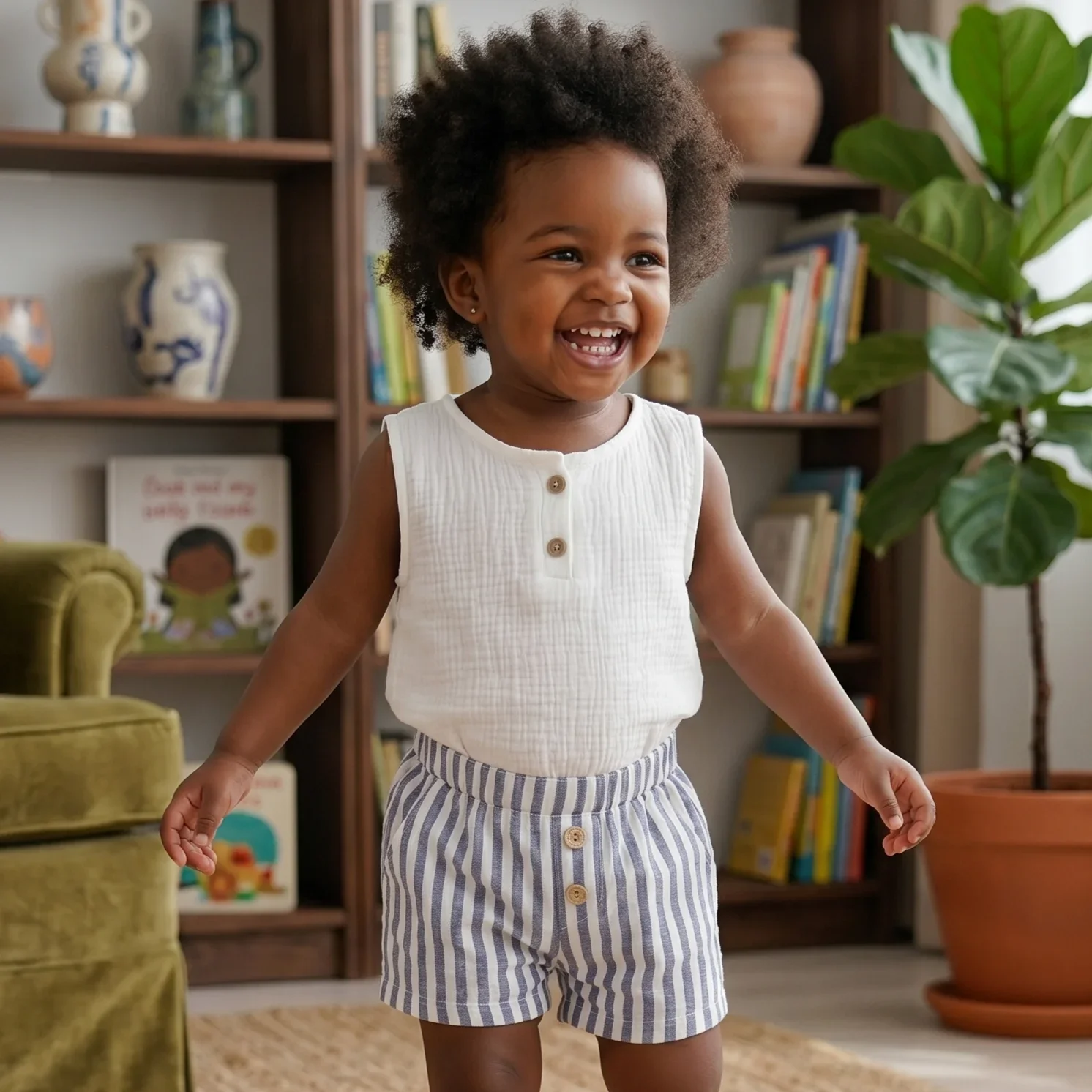 New Baby Summer Cool Breathable Knit Round Neck T-Shirt + Striped Shorts 2-Piece Outfit for Boys Girls Suitable for 0-3Y