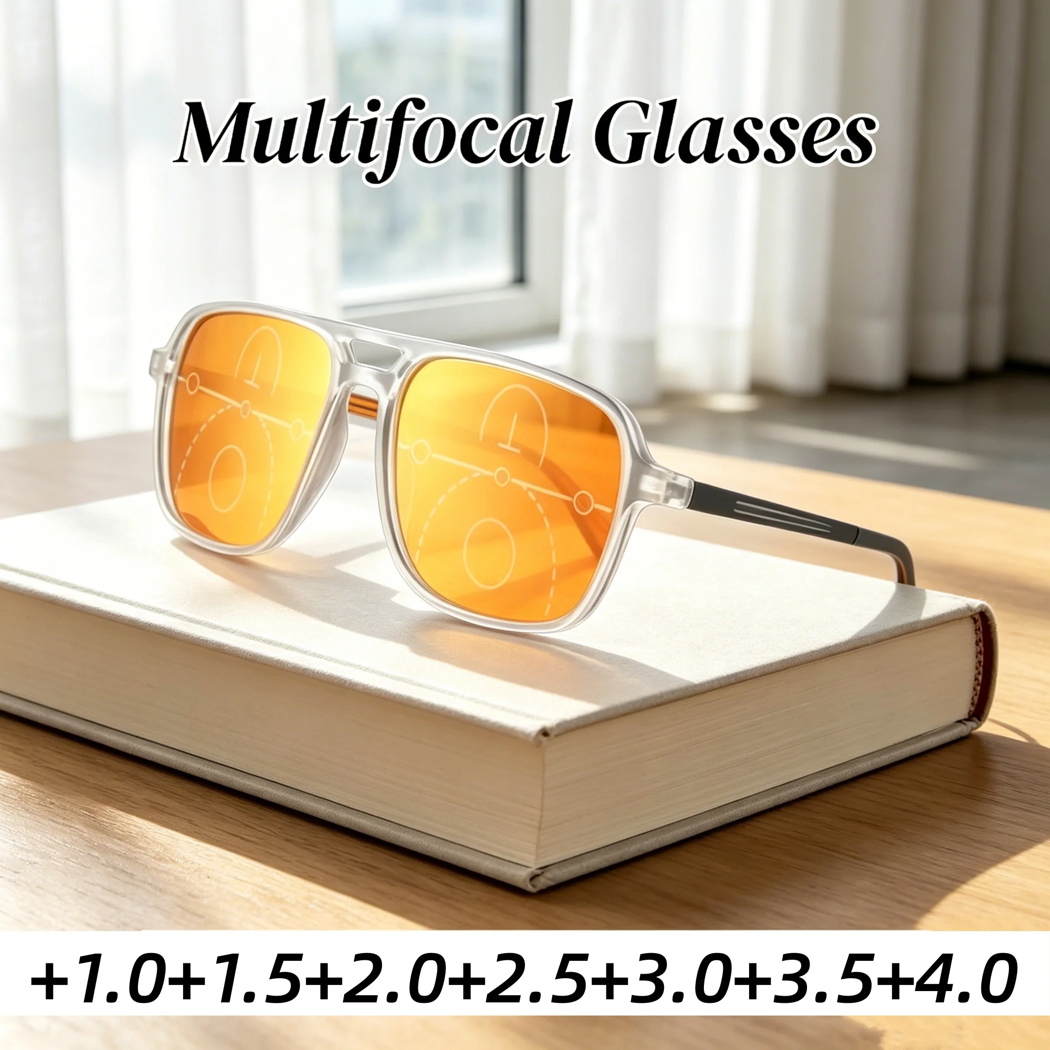 

Stylish Vintage Square Progressive Multifocal Anti-blue Light Presbyopia Glasses Unisex Ultralight High Quality Reading Eyewear