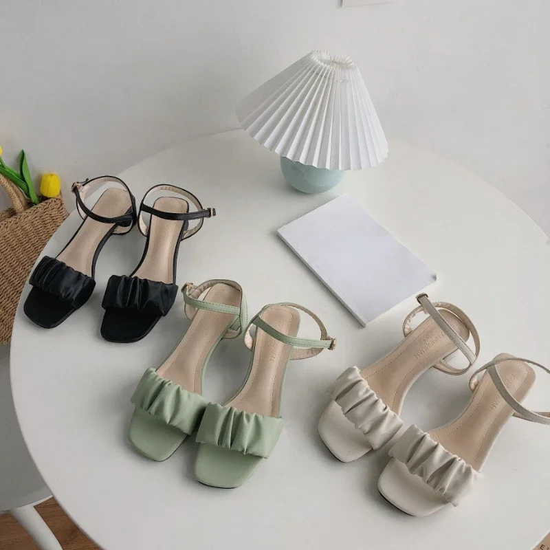 

Women's Luxury Medium Heel Sandals Summer Casual Open Toe Party Shoes Ladies Comfort Heeled Sandals Footwear Sandalias Mujer