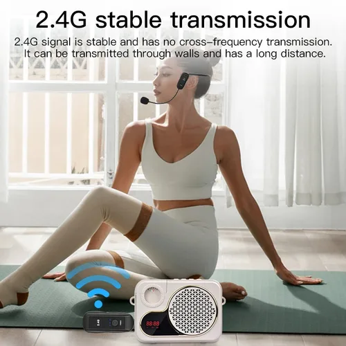 Imagen 2 del producto Nuevo Conjunto de micrófono Lavalier inalámbrico montado en la cabeza de 2,4G, transmisor con receptor para amplificador, altavoz de voz, guía turística de enseñanza