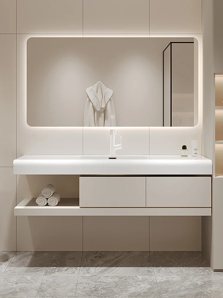 Integrated basin bathroom cabinet combination simple hand wash face basin bathroom mirror cabinet washstand