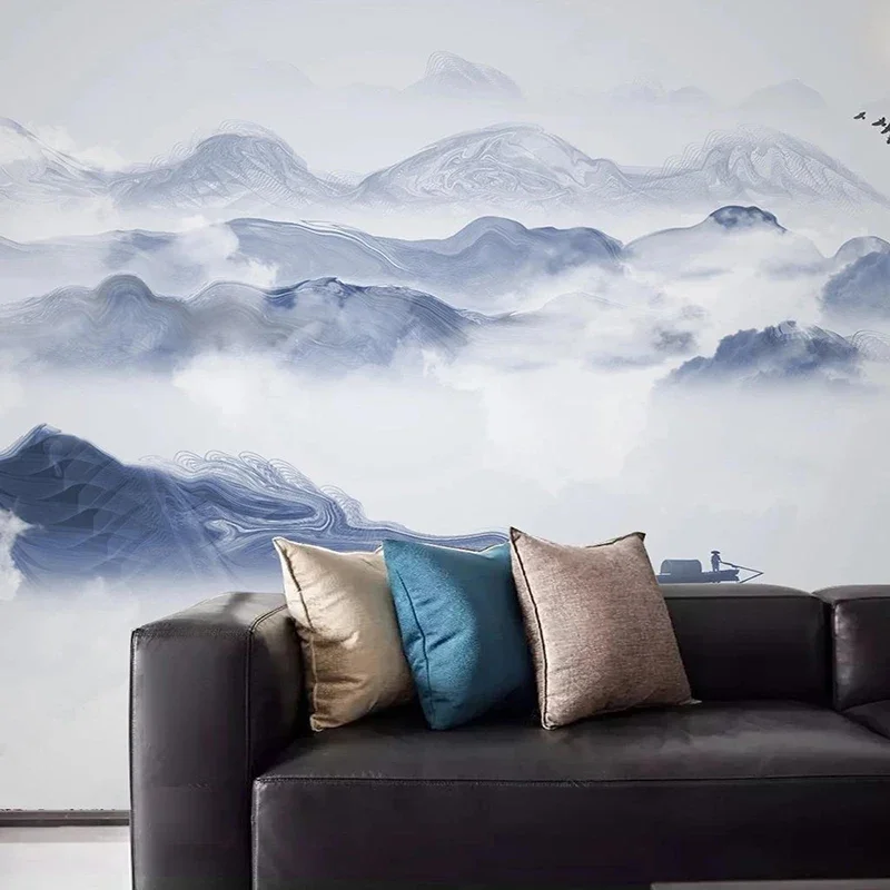 Chinese Ink Landscape Wall Mural Custom Wallpaper Abstract Art Background for Living Room Bedroom TV Wall Home Decor