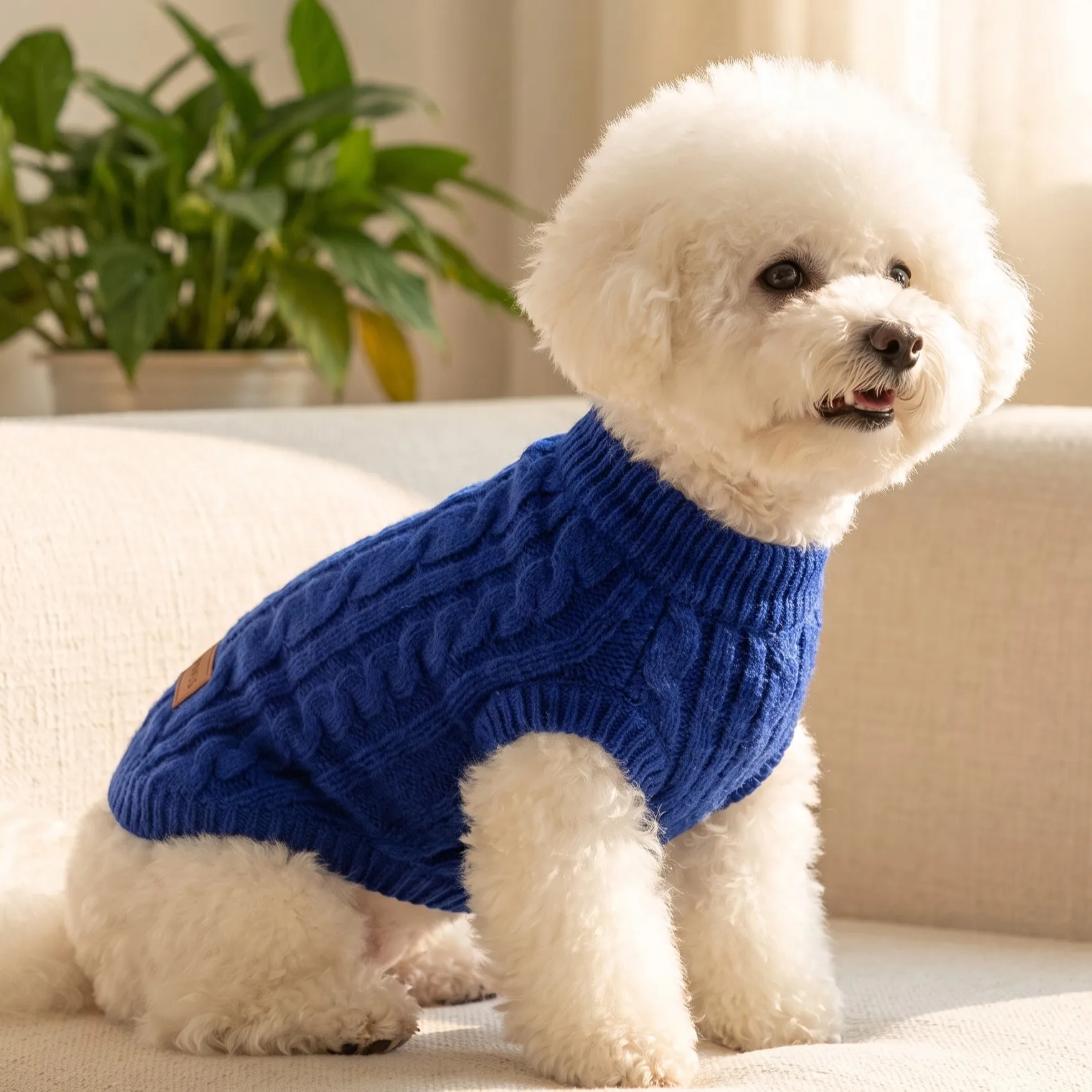 Hundepullover, gestrickte Weste für Haustiere, geflochtene Hundekleidung im Stil von „Fried Dough Twists“, warmer Mantel für Haustiere für Herbst und Winter, Kleidung für kleine Hunde. – Detail 9