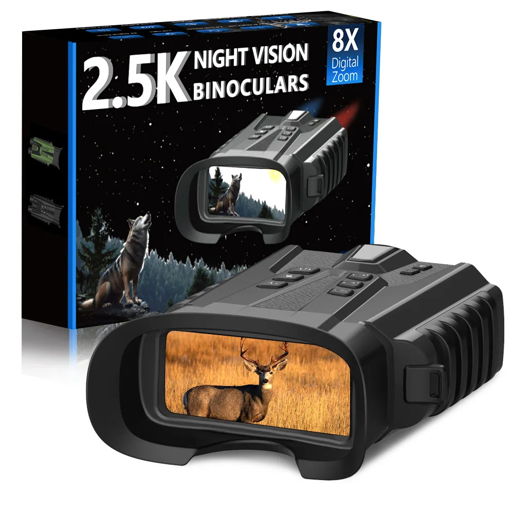 DT49 Binoculars Night Vision 3 Inch Screen 2.5K Full Color Telescope Camera  8X Digital Zoom Infrared for Hunting Camping