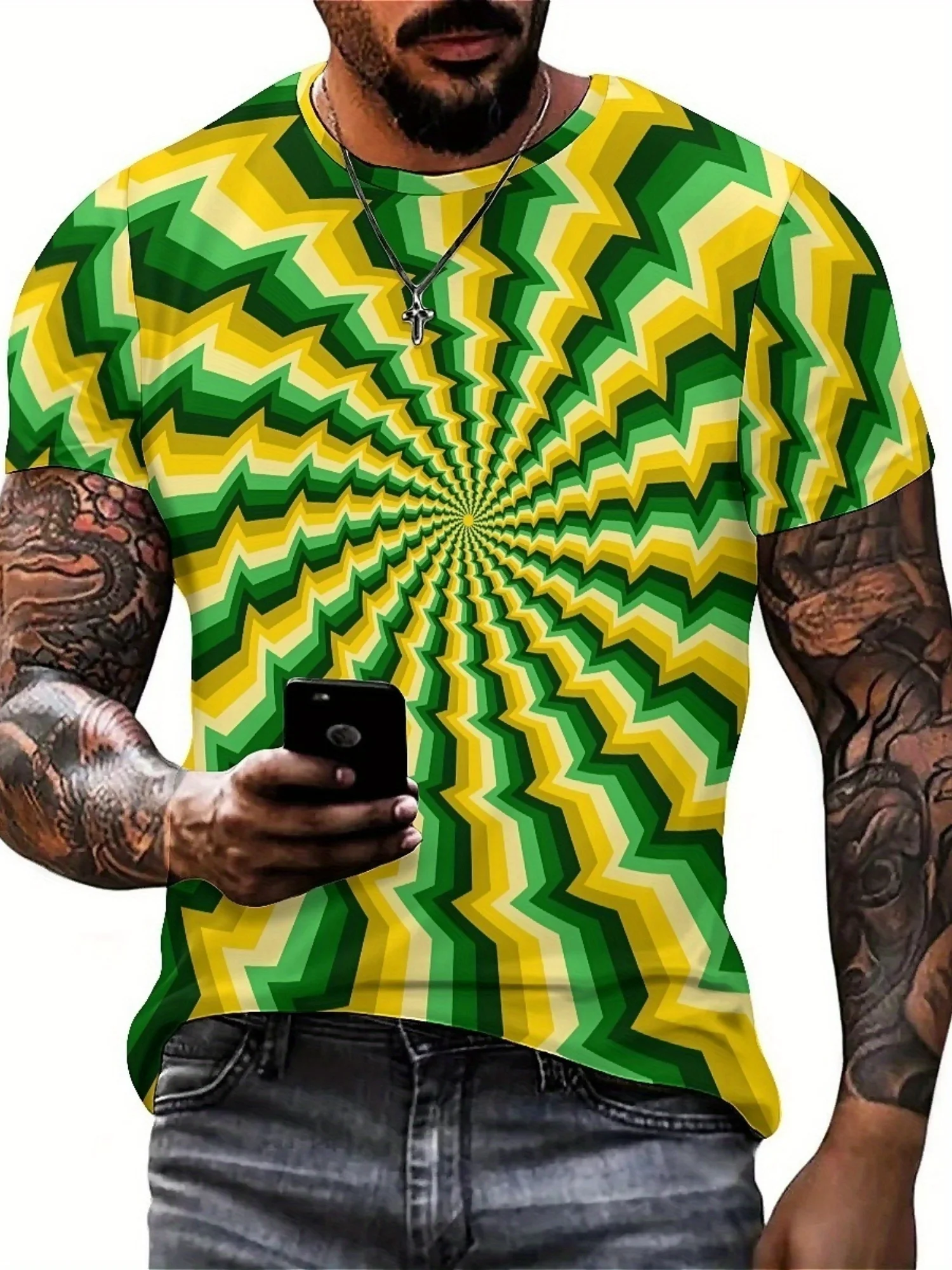Men's and Women's Printed Short-sleeved 3D T-shirts with a Crew Neck T-shirts with Oversized Tops