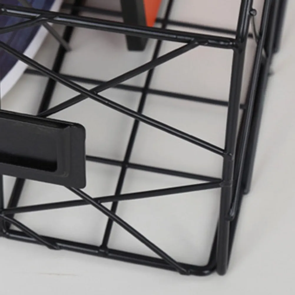 

Desktop Organizer File Holder Black Metal Grid Shelf for Documents Magazines Letters Nordic Design Home Office Storage