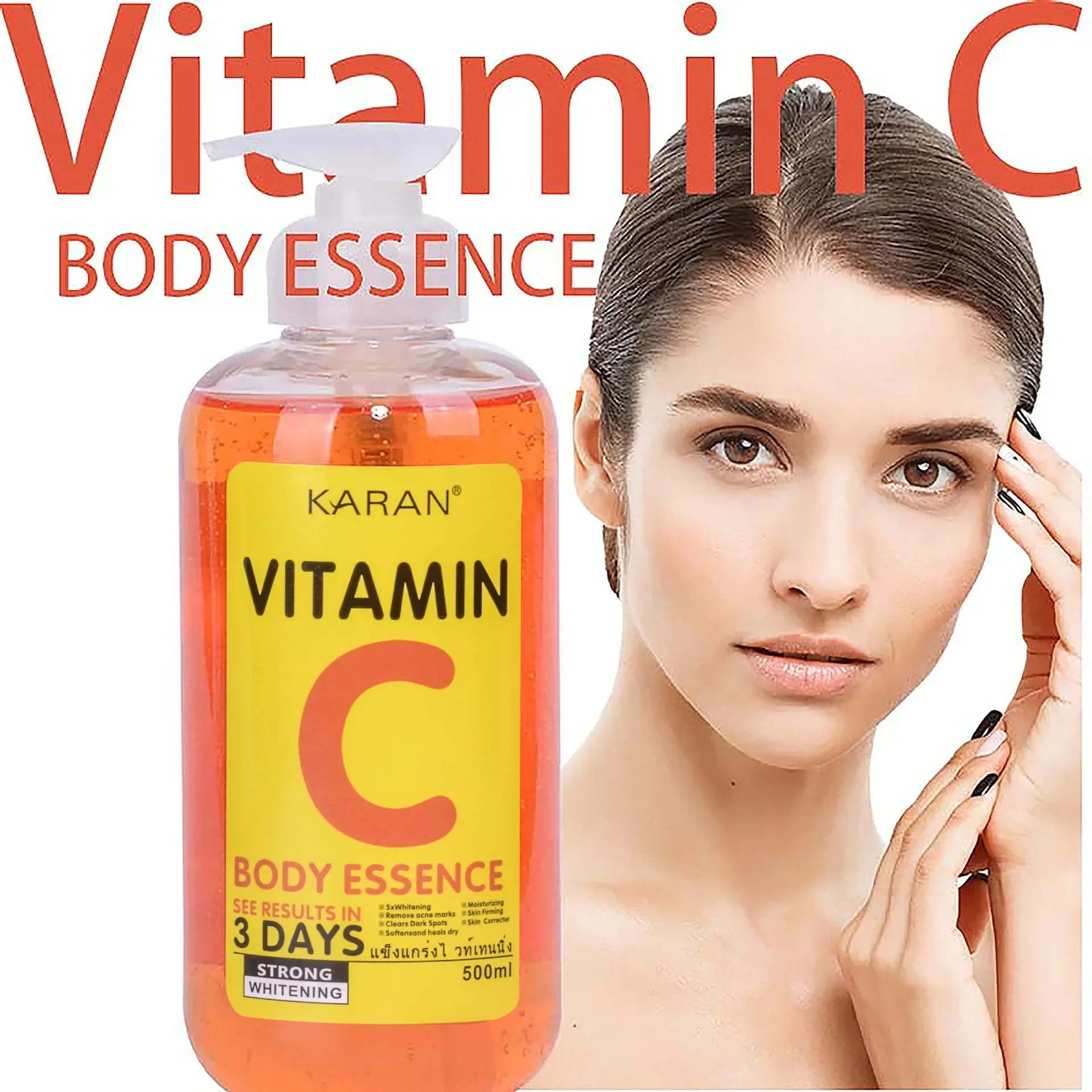 500ml Vitamin C&VE Face Serum VC Fruit Acid Brightening Repair Anti-aging Body Essence Alpha Hydroxy Acids (AHA) Essence