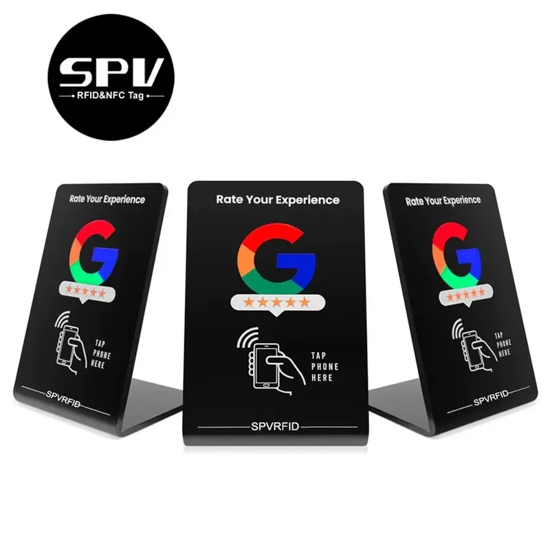 Programmable QR Code Printed RFID Business Display Card Ntag213 NFC Review Google Stand