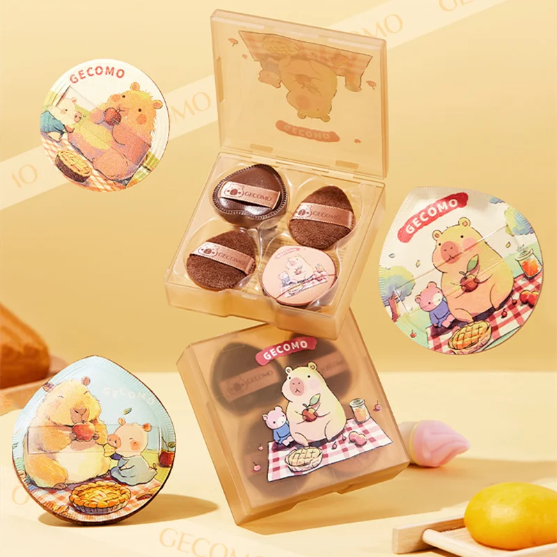 카피바라 메이크업 스펀지 라텍스 프리 블렌더 세트 벨벳 플록 파우더 퍼프 버터처럼 부드러운 리퀴드 & 파우더 겸용