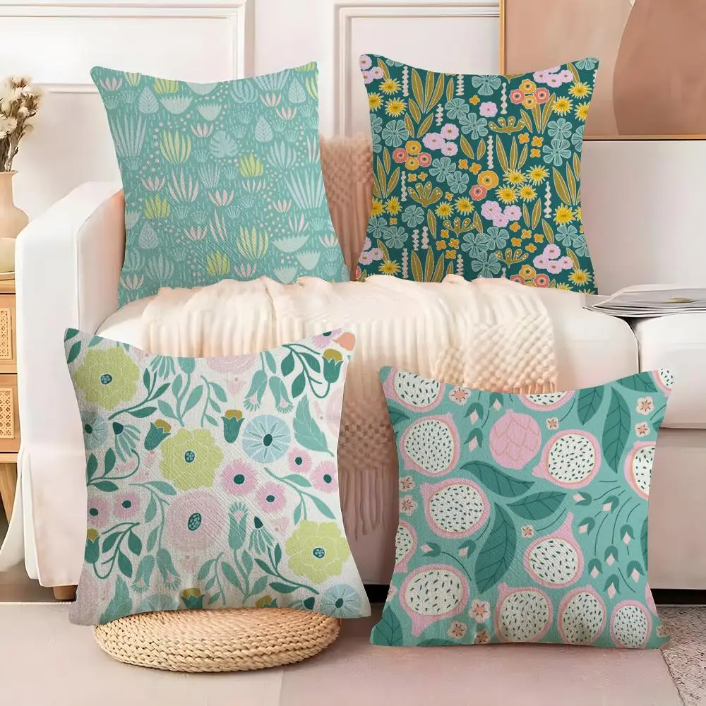 E-Elizabeth Olwen Pillow Case Natural Linen Double-Sided Printing Sofa Home Decor Cushion Cover