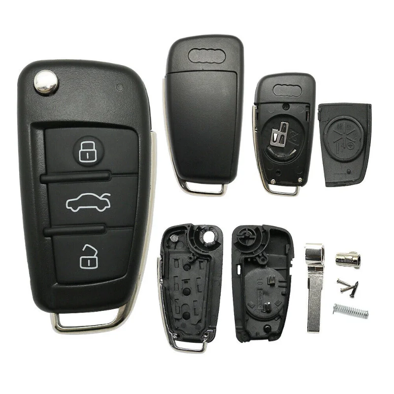 For Audi A3 A4 A6 A8 TT Q7 S6 QUATTRO 3 Button Flip Remote Key Case Cover Car Key Shell Remote Control Shell