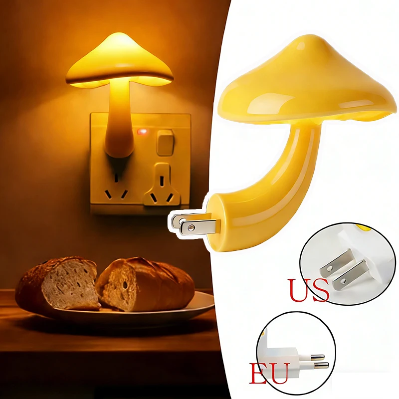 Mushroom Night Light Plug-in Lamp,Dimmable LED Nightlight,Bedroom,Kids Room,Nursery,Hallway,Bathroom,Toilet,Auto On/Off Sensor