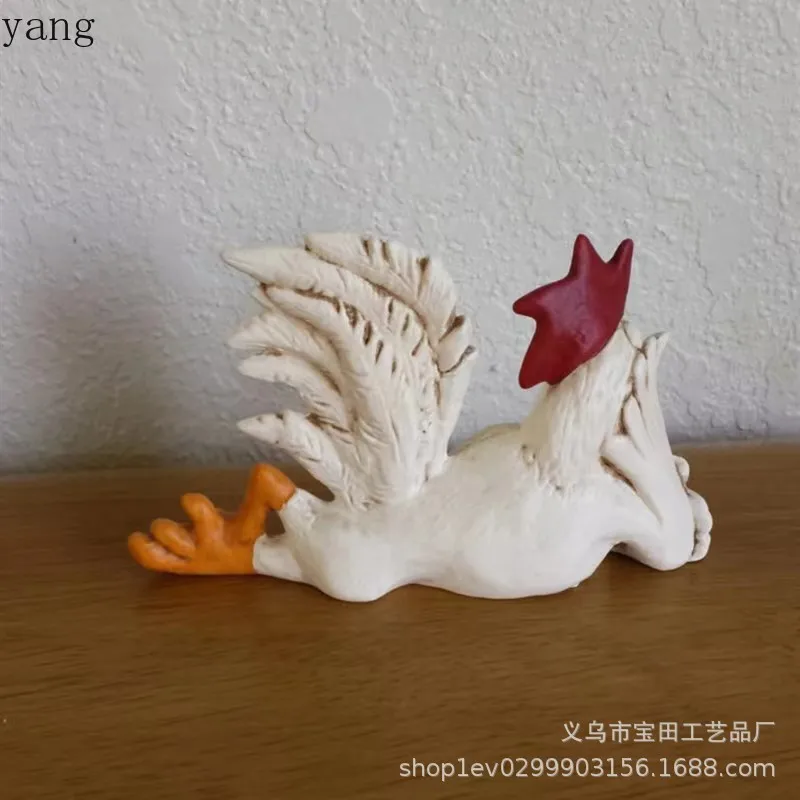 CX Home Desktop Creative Fun Decorative Animal Ornament Big Rooster Ornament on Your Stomach