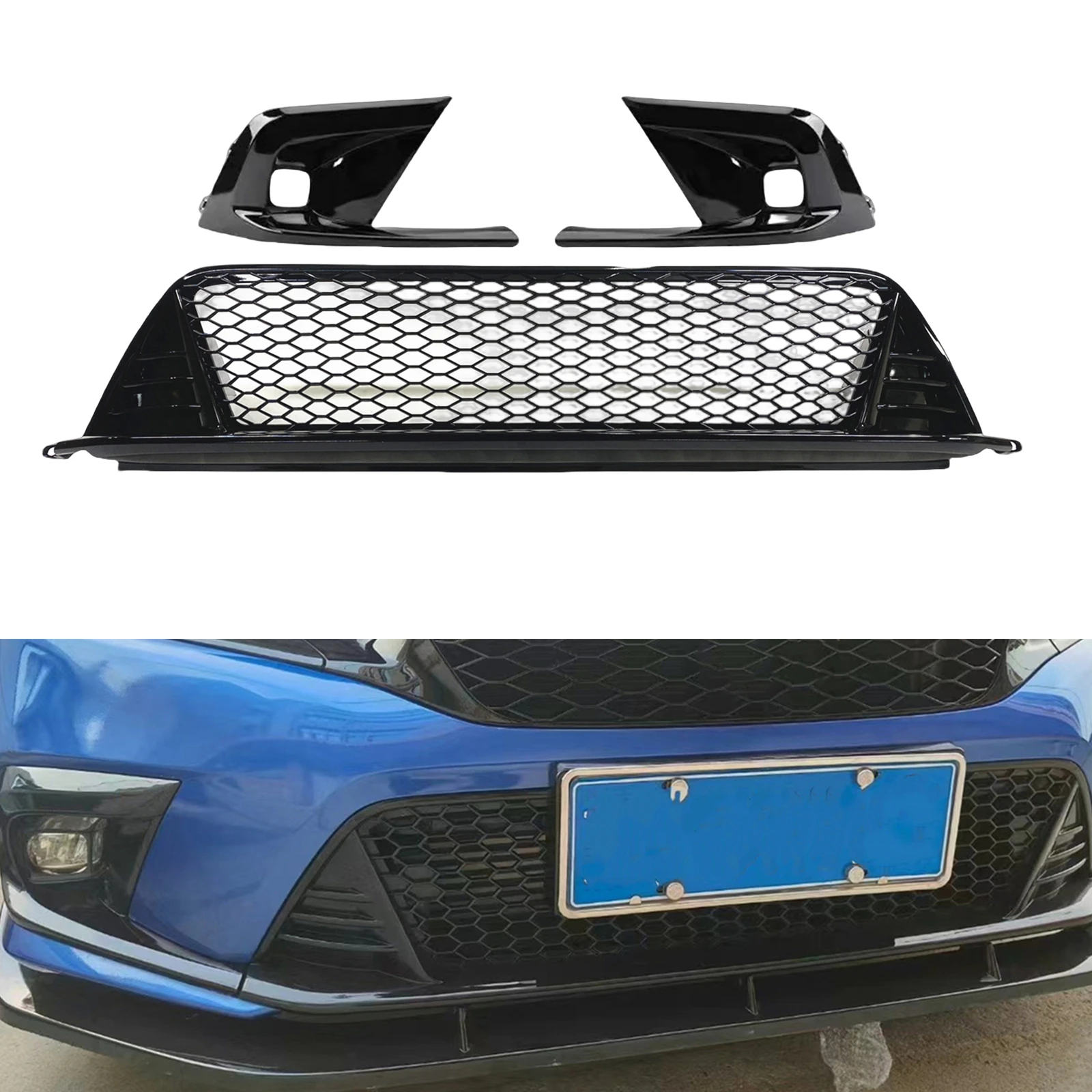 

For Honda Civic 11th 2022-2024 Front Grille Lower Grill+Side Bumper Hood Fog Light Lamp Cover Air Intake Vent Frame Trim Black