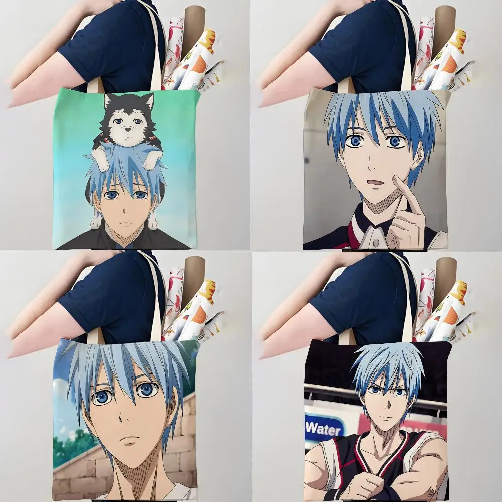 K-Kuroko's Basketball Storage Bags Canvas Double-Sided Print Tote Bag Large Capacity Shoulder Fashion Shopping Handbag