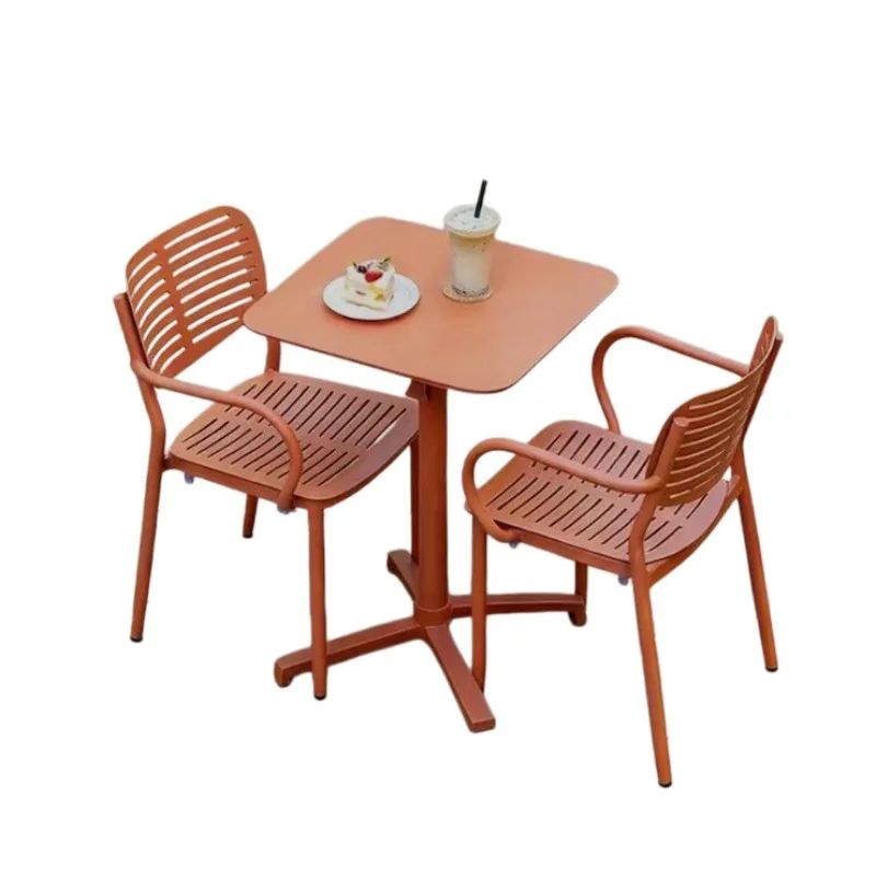 Outdoor aluminum alloy folding table, commercial street milk tea shop, coffee shop, tables and chairs outside