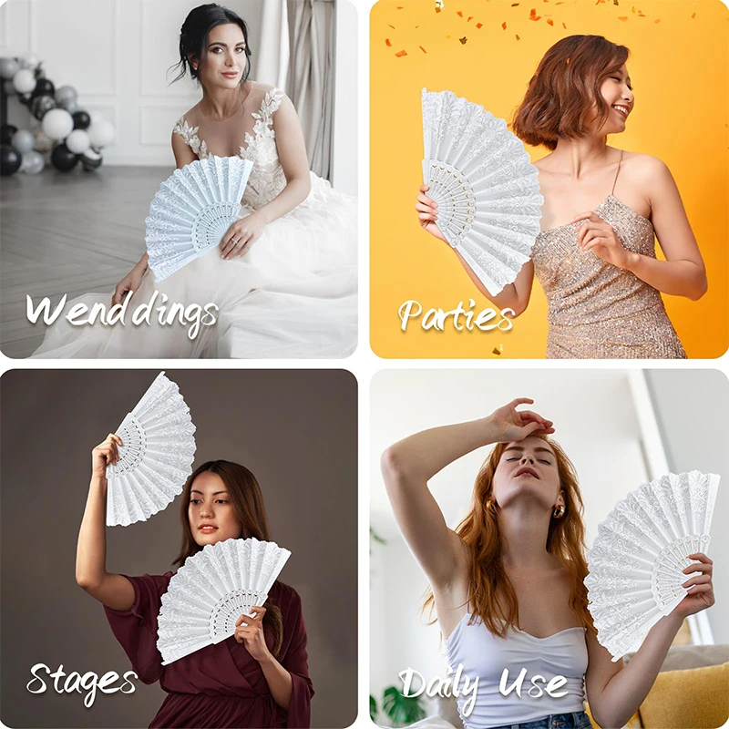 5 Pcs Wedding Hand Fans Folding Plastic Hand Fan