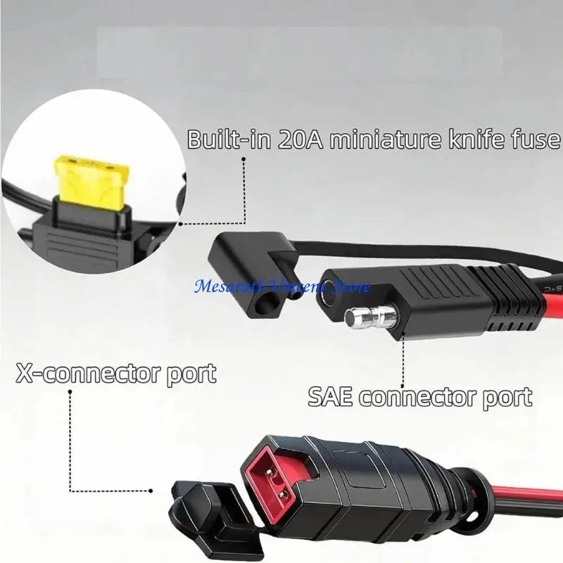 A70F Strong 14AWG Extension Cord with Double Covers High Temperature Resistant Cord for Motorcycles Car Chargers