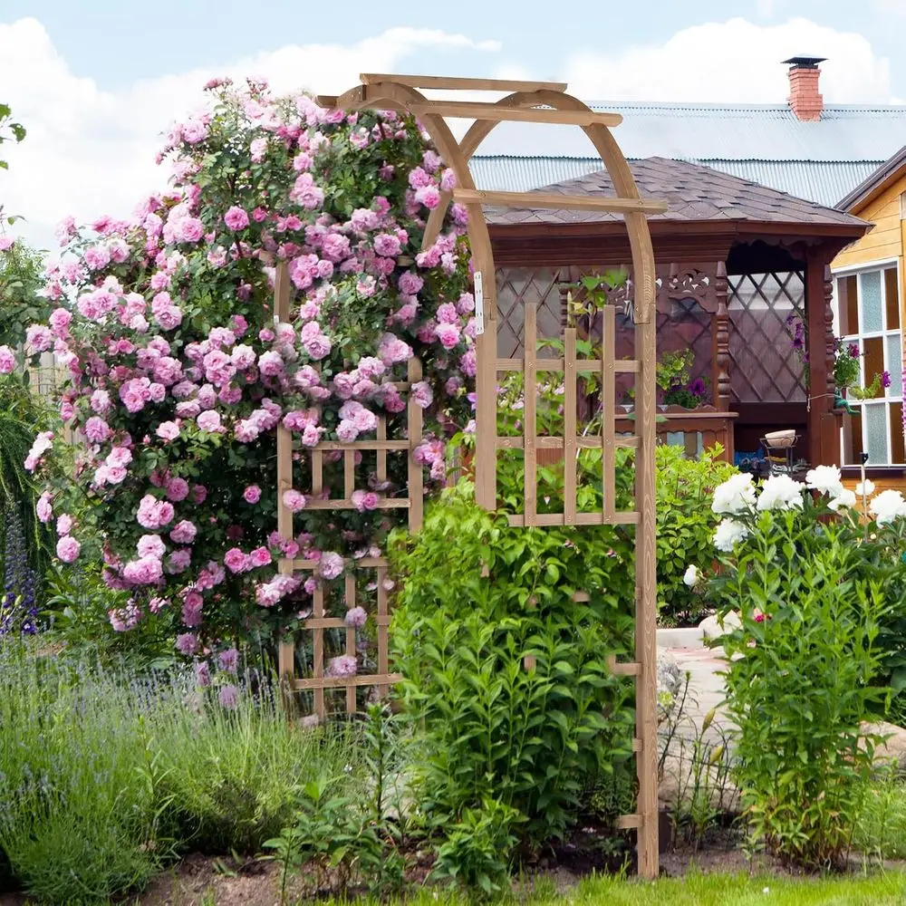 Wooden Garden Arbor, Heavy Duty Outdoor e Trellis or Ceremony, Wood Trellis Garden Arch Pergola or Plant Clim, Patio, Lawn, Wedd