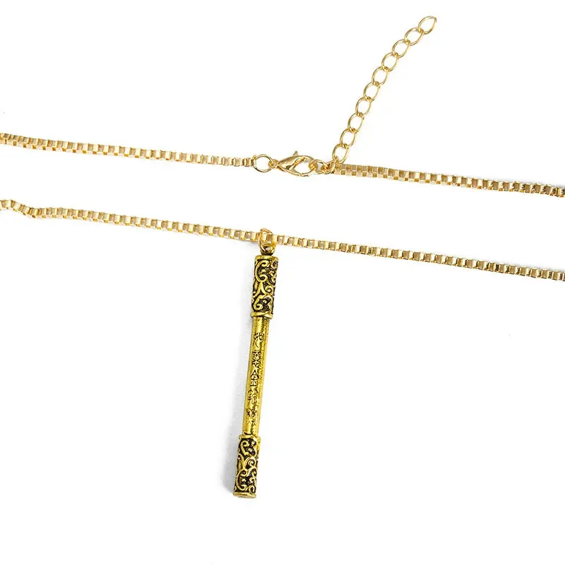 Black Myth:Wukong Stick Pendant Neckalce for Men Women Golden Rod Necklace Monkey Cosplay Costume Accessories Fans Cos Jewelry