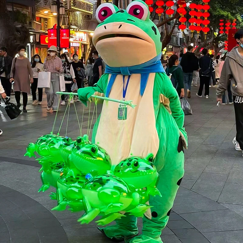 Glowing Inflatable Green Bouncing Frog Toad Ballon Jungle Animal Toy Funny Kids Party Gift Birthday Wedding Decoration