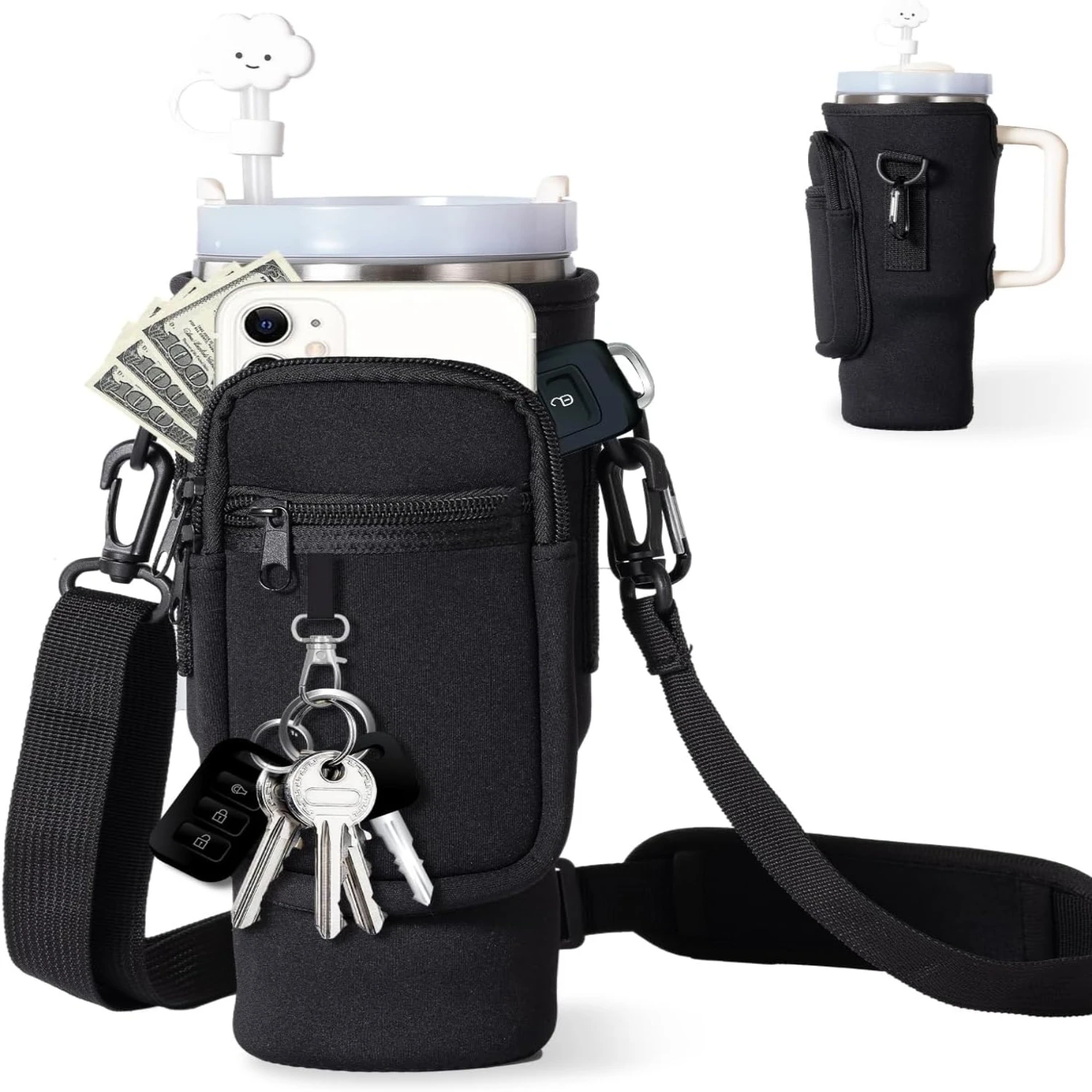 

Stylish Neoprene Water Bottle Holder - Perfect Gift for Outdoor Enthusiasts and Fitness Junkies - Ideal for Hiking, Biking, and