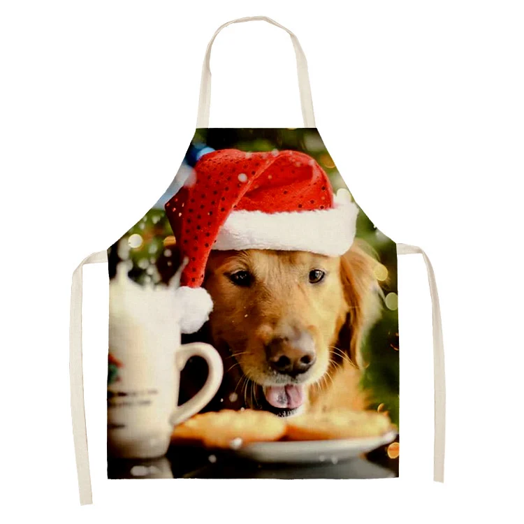 Household kitchen cooking sleeveless apron room outdoor antifouling cleaning tool Christmas pet cat dog pattern