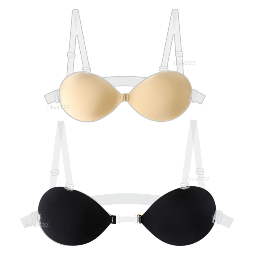 Backless Adhesive Stick Bra Women Sexy Invisible Push Up Lift Bras Lingerie Silicone Bralette Underwear with Multiway Straps