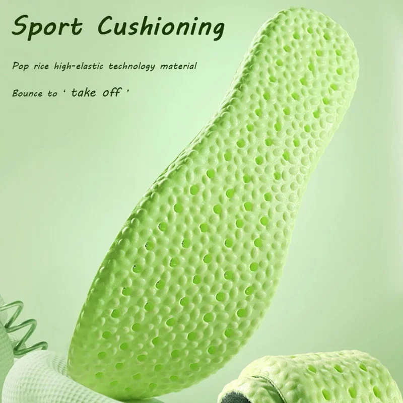 1 Pair Popcorn High Elastic Sport Insoles Breathable Shock Absorbing Soft Shoe Inserts Running Walking Cushion Insoles