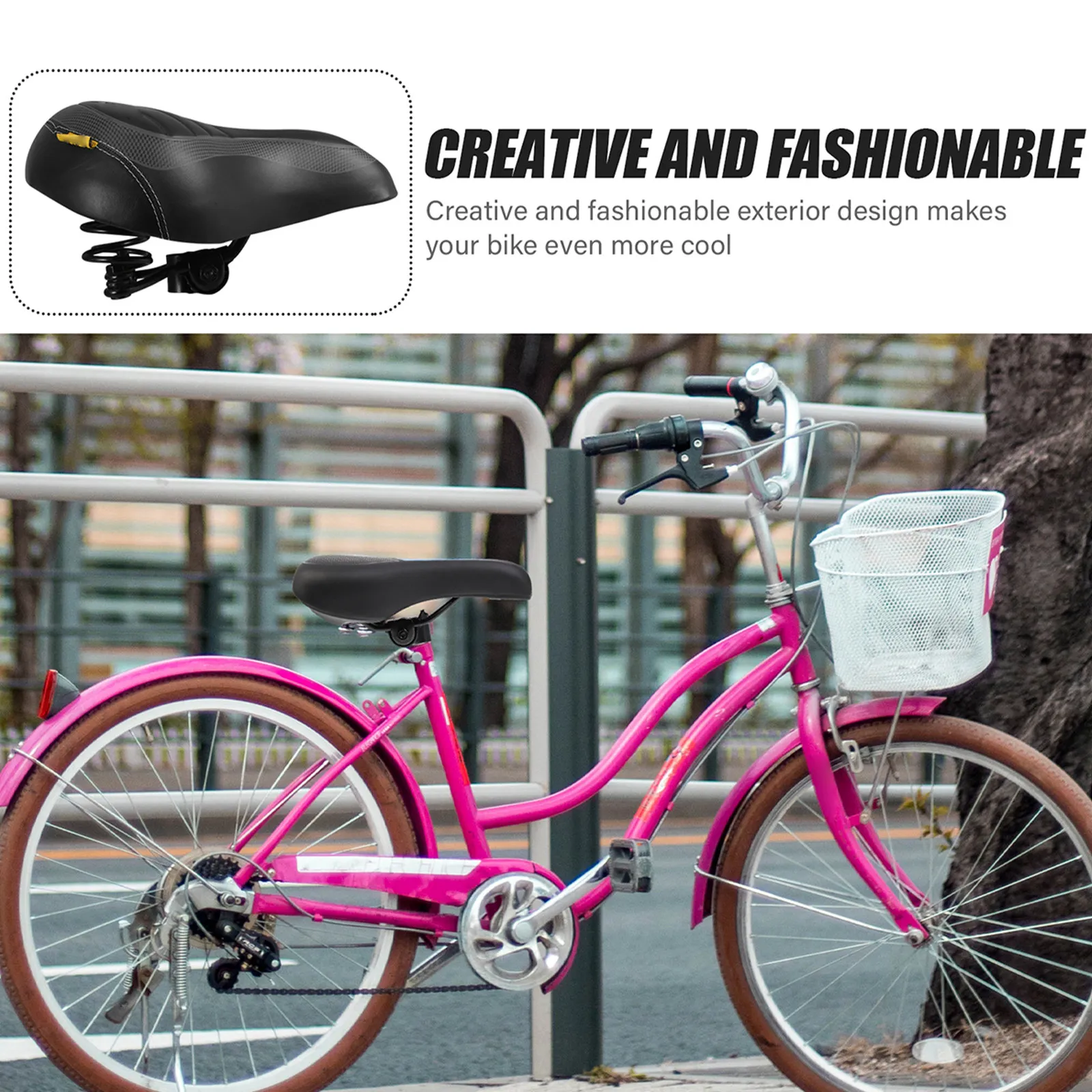 

Stable Spring Saddle for Electric Bicycle Ergonomic Breathable Cycling Seat Reduces Friction Shake High Durability Big Butt