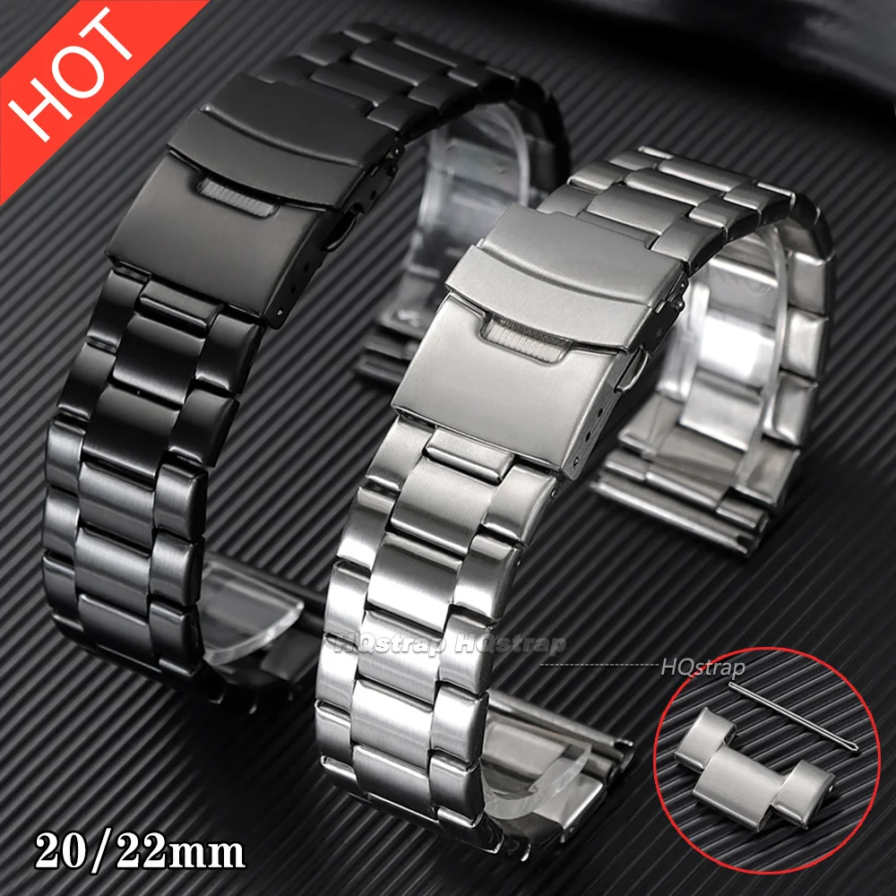 New Stainless Steel Watch Strap 20mm 22mm for Rolex for Omega Universal Wristband Metal Business Waterproof Bracelet Accessories