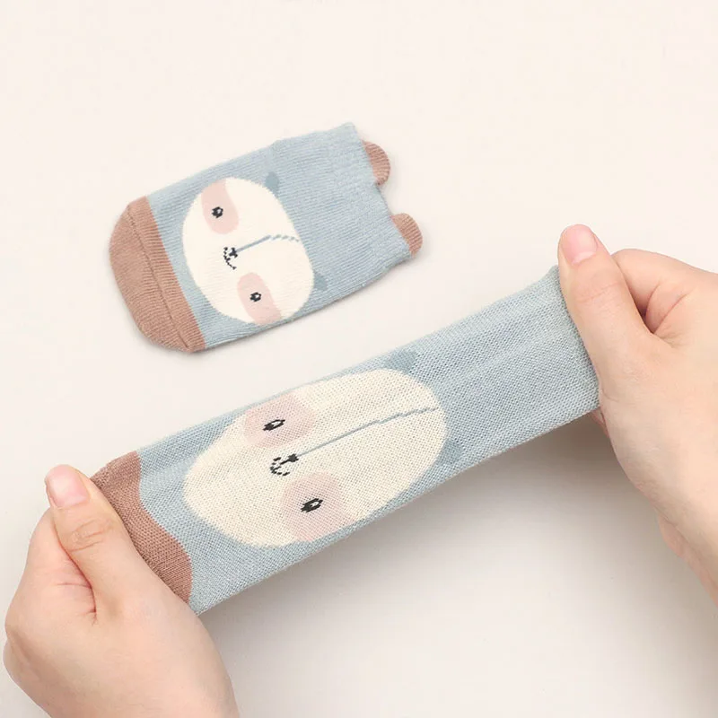 6 Paar Kinder-Baumwollsocken, rutschfest, für Jungen und Mädchen, niedliches Cartoon-Tiermuster, bequeme, atmungsaktive Baby-Bodensocken – Detail 8