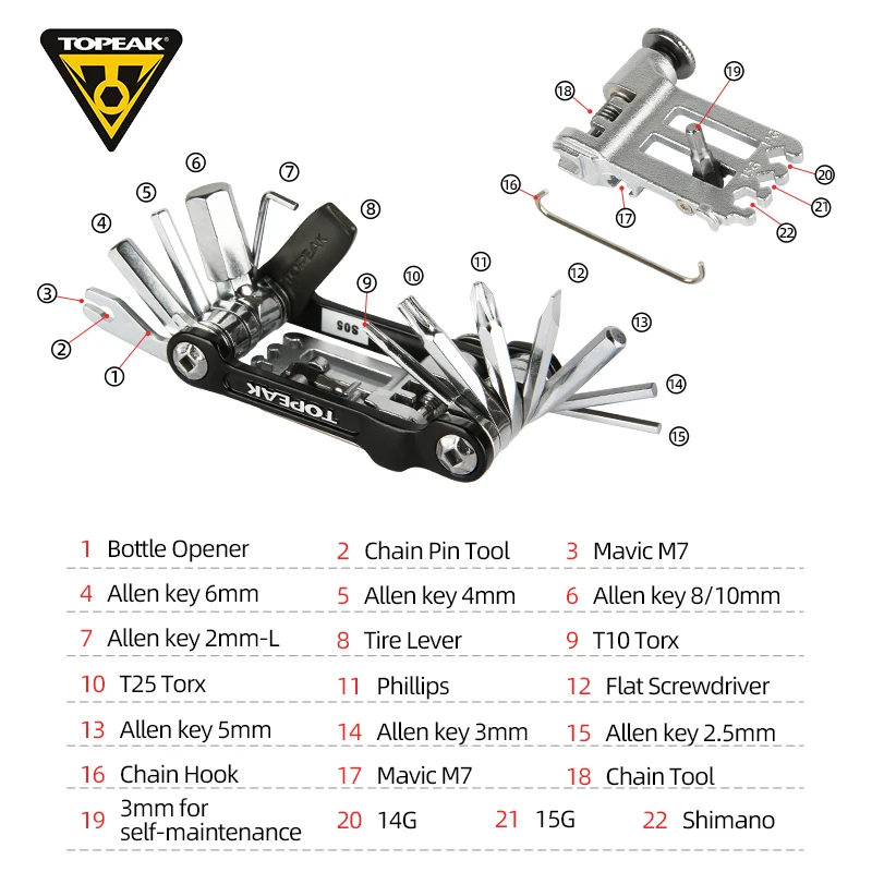 TOPEAK Portable Mountain Bike Multi Repair Tools Bicycle Multipurpose Hex Torx Wrench Screwdriver Set Cycling Maintenance Kit